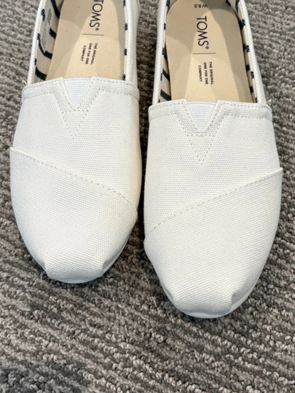 TOMS White Canvas Slip-On Moccasins